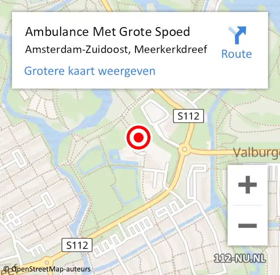 Locatie op kaart van de 112 melding: Ambulance Met Grote Spoed Naar Amsterdam-Zuidoost, Meerkerkdreef op 28 juli 2021 12:00