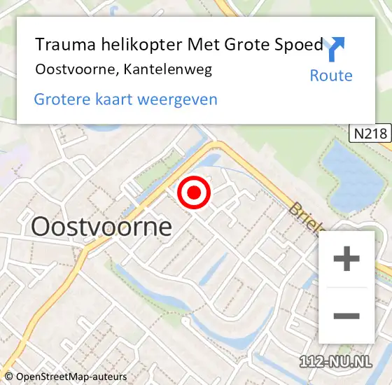 Locatie op kaart van de 112 melding: Trauma helikopter Met Grote Spoed Naar Oostvoorne, Kantelenweg op 28 juli 2021 12:02