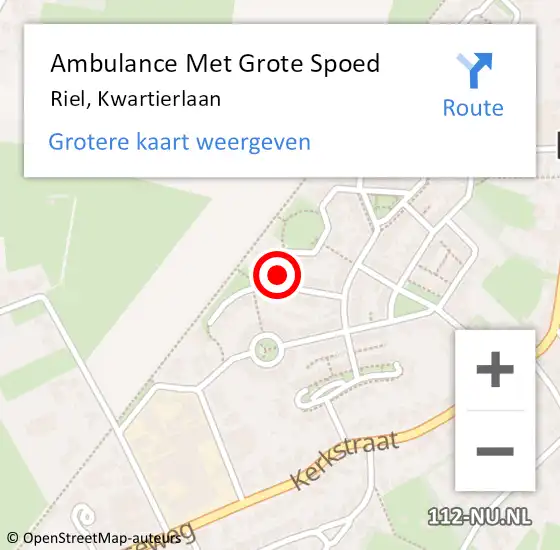 Locatie op kaart van de 112 melding: Ambulance Met Grote Spoed Naar Riel, Kwartierlaan op 5 oktober 2013 12:45