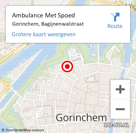 Locatie op kaart van de 112 melding: Ambulance Met Spoed Naar Gorinchem, Bagijnenwalstraat op 28 juli 2021 12:15