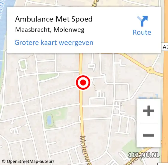 Locatie op kaart van de 112 melding: Ambulance Met Spoed Naar Maasbracht, Molenweg op 28 juli 2021 12:19