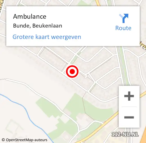 Locatie op kaart van de 112 melding: Ambulance Bunde, Beukenlaan op 17 juni 2014 23:03