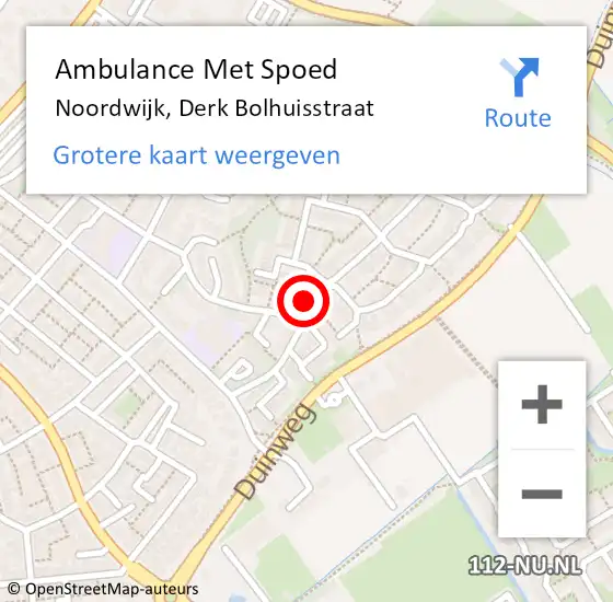 Locatie op kaart van de 112 melding: Ambulance Met Spoed Naar Noordwijk, Derk Bolhuisstraat op 28 juli 2021 12:59