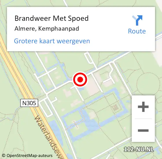 Locatie op kaart van de 112 melding: Brandweer Met Spoed Naar Almere, Kemphaanpad op 28 juli 2021 13:13