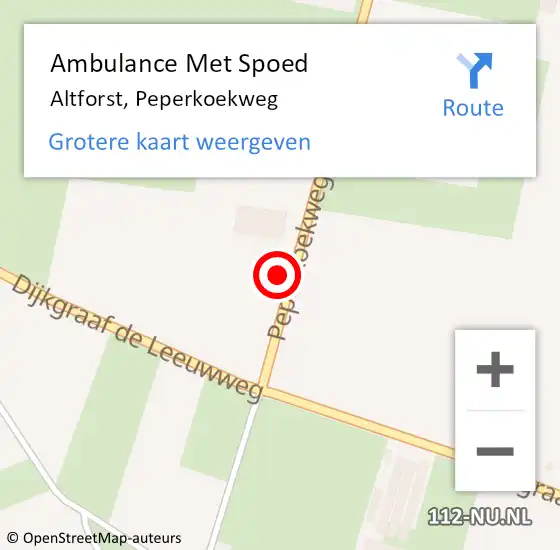 Locatie op kaart van de 112 melding: Ambulance Met Spoed Naar Altforst, Peperkoekweg op 28 juli 2021 13:14