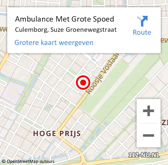 Locatie op kaart van de 112 melding: Ambulance Met Grote Spoed Naar Culemborg, Suze Groenewegstraat op 28 juli 2021 13:17