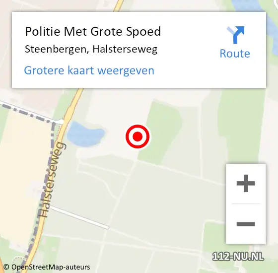 Locatie op kaart van de 112 melding: Politie Met Grote Spoed Naar Steenbergen, Halsterseweg op 28 juli 2021 13:25