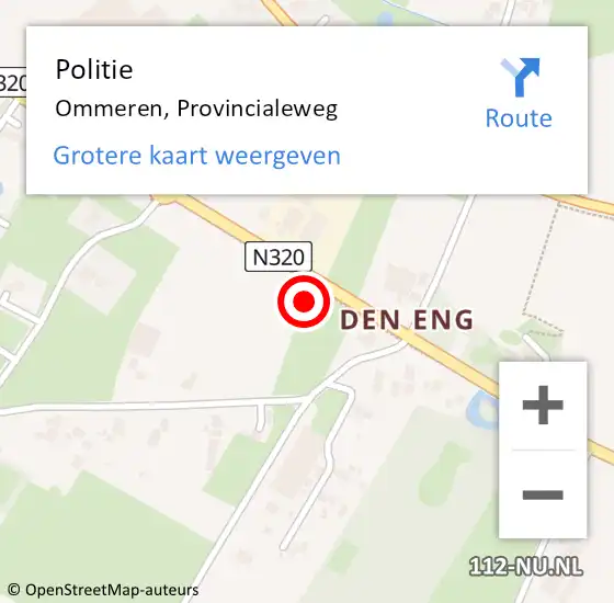 Locatie op kaart van de 112 melding: Politie Ommeren, Provincialeweg op 28 juli 2021 13:47