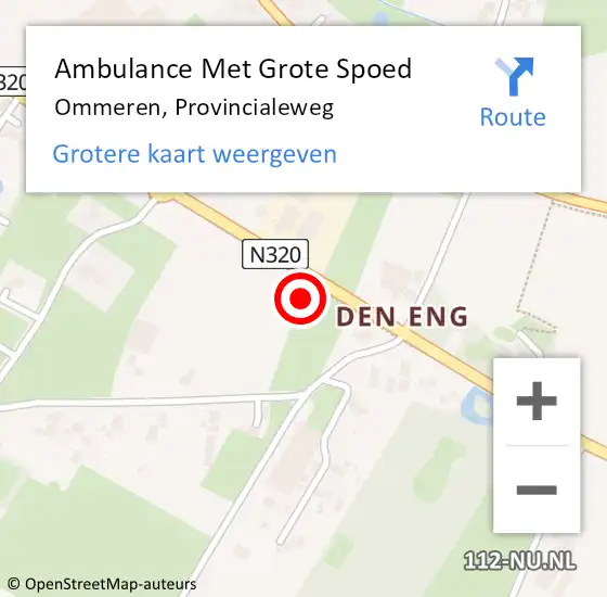 Locatie op kaart van de 112 melding: Ambulance Met Grote Spoed Naar Ommeren, Provincialeweg op 28 juli 2021 13:48