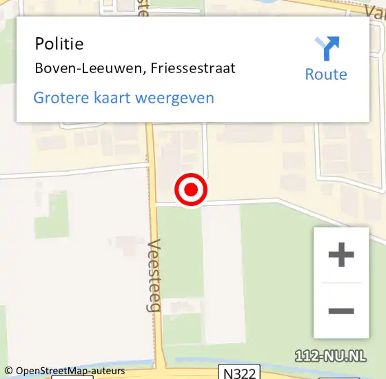 Locatie op kaart van de 112 melding: Politie Boven-Leeuwen, Friessestraat op 28 juli 2021 14:33