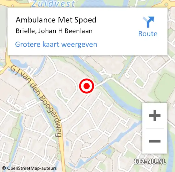 Locatie op kaart van de 112 melding: Ambulance Met Spoed Naar Brielle, Johan H Beenlaan op 28 juli 2021 15:07