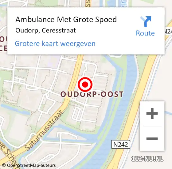 Locatie op kaart van de 112 melding: Ambulance Met Grote Spoed Naar Oudorp, Ceresstraat op 28 juli 2021 15:41