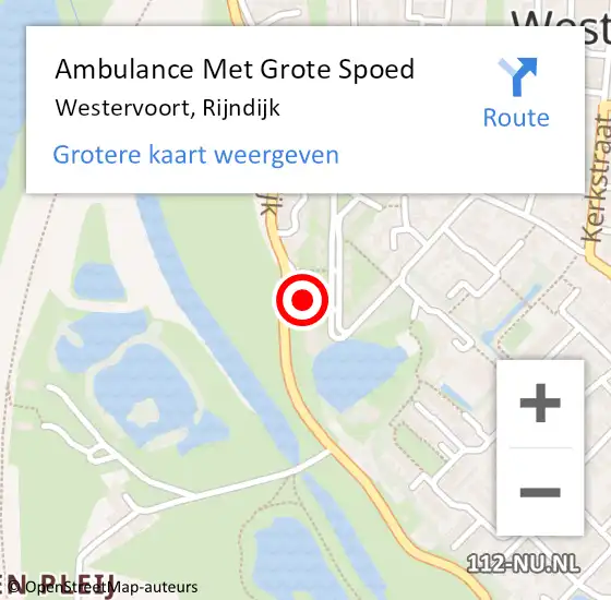 Locatie op kaart van de 112 melding: Ambulance Met Grote Spoed Naar Westervoort, Rijndijk op 28 juli 2021 15:42