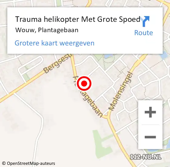 Locatie op kaart van de 112 melding: Trauma helikopter Met Grote Spoed Naar Wouw, Plantagebaan op 28 juli 2021 15:50