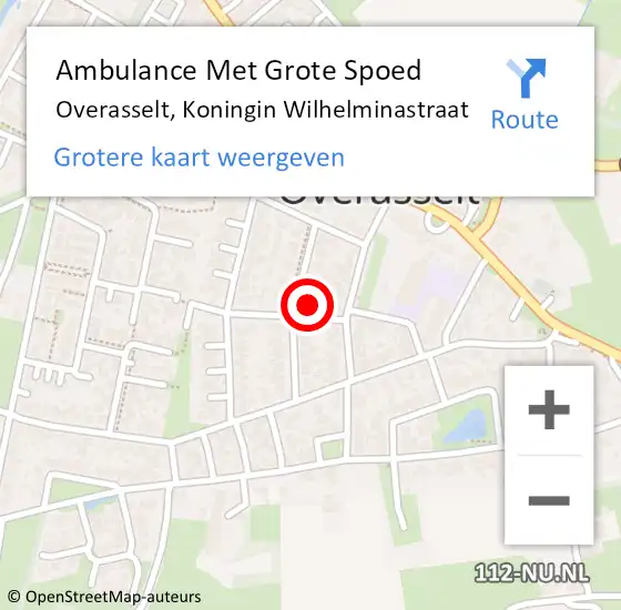 Locatie op kaart van de 112 melding: Ambulance Met Grote Spoed Naar Overasselt, Koningin Wilhelminastraat op 28 juli 2021 15:52