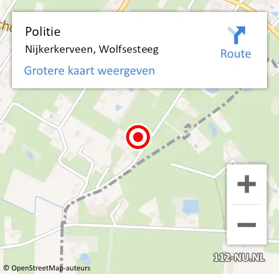 Locatie op kaart van de 112 melding: Politie Nijkerkerveen, Wolfsesteeg op 28 juli 2021 16:05
