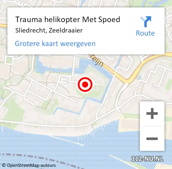 Locatie op kaart van de 112 melding: Trauma helikopter Met Spoed Naar Sliedrecht, Zeeldraaier op 28 juli 2021 16:25