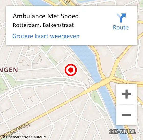 Locatie op kaart van de 112 melding: Ambulance Met Spoed Naar Rotterdam, Balkenstraat op 28 juli 2021 16:48