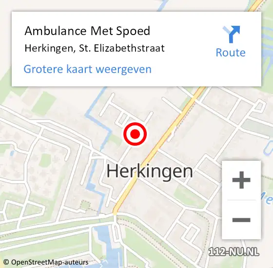 Locatie op kaart van de 112 melding: Ambulance Met Spoed Naar Herkingen, St. Elizabethstraat op 28 juli 2021 17:00