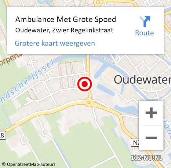 Locatie op kaart van de 112 melding: Ambulance Met Grote Spoed Naar Oudewater, Zwier Regelinkstraat op 28 juli 2021 17:12