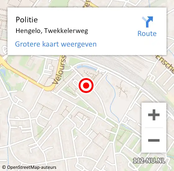 Locatie op kaart van de 112 melding: Politie Hengelo, Twekkelerweg op 28 juli 2021 17:12