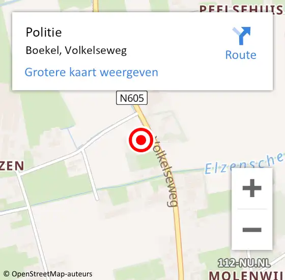 Locatie op kaart van de 112 melding: Politie Boekel, Volkelseweg op 28 juli 2021 17:20