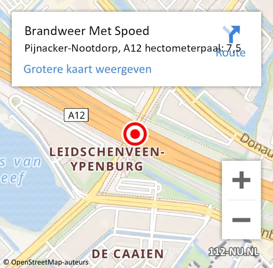 Locatie op kaart van de 112 melding: Brandweer Met Spoed Naar Pijnacker-Nootdorp, A12 hectometerpaal: 7,5 op 28 juli 2021 17:24