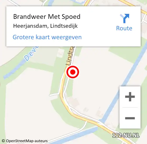 Locatie op kaart van de 112 melding: Brandweer Met Spoed Naar Heerjansdam, Lindtsedijk op 28 juli 2021 17:35