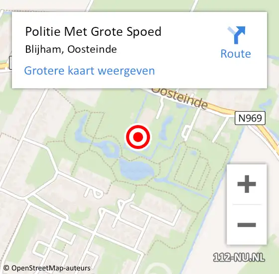 Locatie op kaart van de 112 melding: Politie Met Grote Spoed Naar Blijham, Oosteinde op 28 juli 2021 17:59