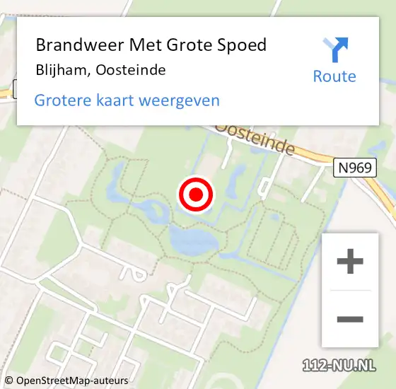 Locatie op kaart van de 112 melding: Brandweer Met Grote Spoed Naar Blijham, Oosteinde op 28 juli 2021 18:00