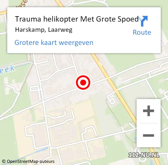 Locatie op kaart van de 112 melding: Trauma helikopter Met Grote Spoed Naar Harskamp, Laarweg op 28 juli 2021 18:05