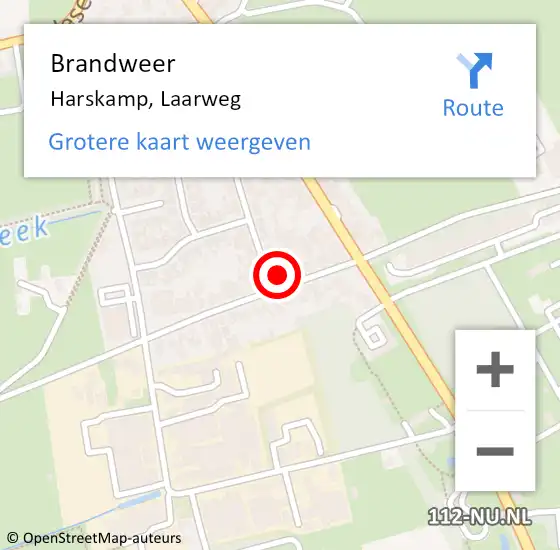 Locatie op kaart van de 112 melding: Brandweer Harskamp, Laarweg op 28 juli 2021 18:07