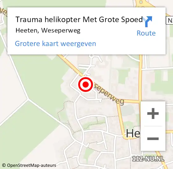 Locatie op kaart van de 112 melding: Trauma helikopter Met Grote Spoed Naar Heeten, Weseperweg op 28 juli 2021 18:11