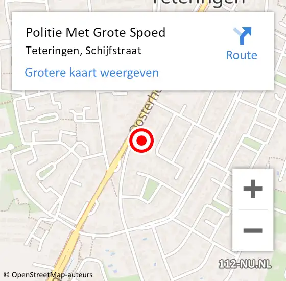 Locatie op kaart van de 112 melding: Politie Met Grote Spoed Naar Teteringen, Schijfstraat op 28 juli 2021 18:13
