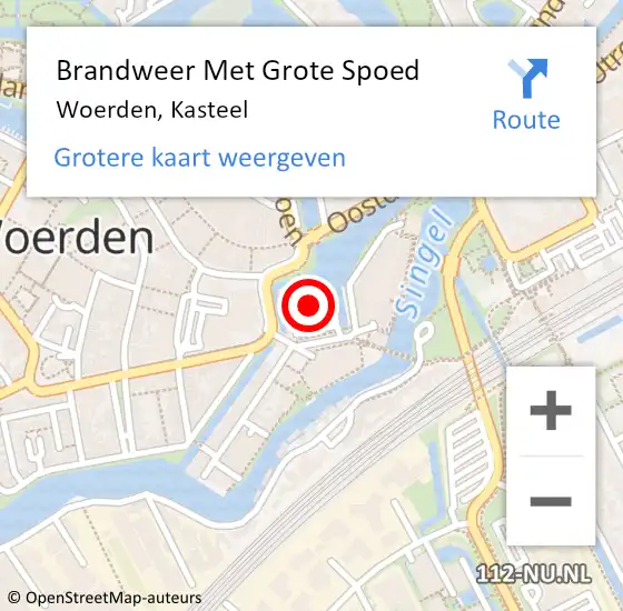 Locatie op kaart van de 112 melding: Brandweer Met Grote Spoed Naar Woerden, Kasteel op 28 juli 2021 18:26