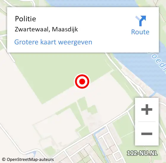 Locatie op kaart van de 112 melding: Politie Zwartewaal, Maasdijk op 28 juli 2021 18:31