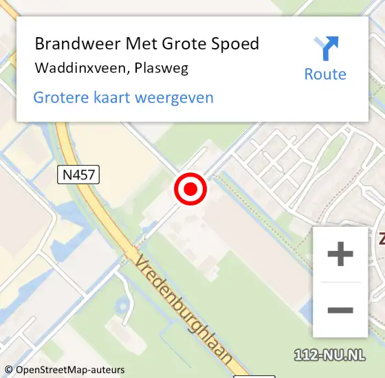 Locatie op kaart van de 112 melding: Brandweer Met Grote Spoed Naar Waddinxveen, Plasweg op 18 juni 2014 00:35