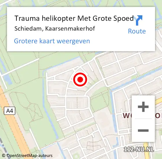 Locatie op kaart van de 112 melding: Trauma helikopter Met Grote Spoed Naar Schiedam, Kaarsenmakerhof op 28 juli 2021 19:34