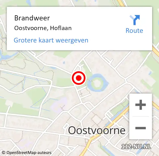 Locatie op kaart van de 112 melding: Brandweer Oostvoorne, Hoflaan op 28 juli 2021 19:35