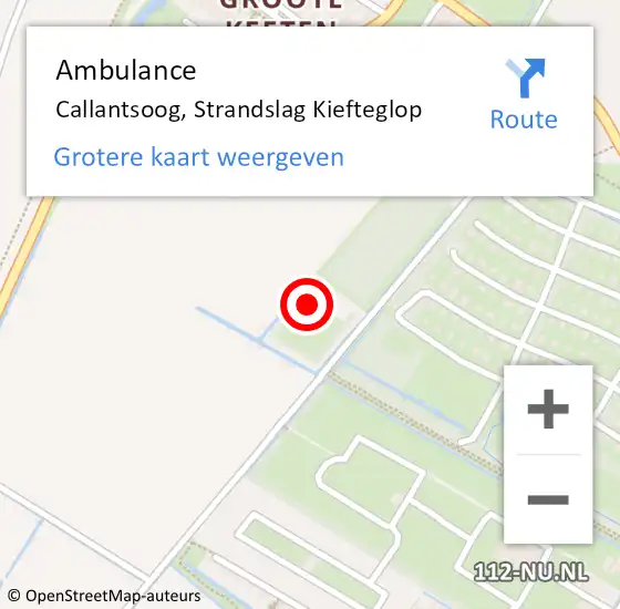 Locatie op kaart van de 112 melding: Ambulance Callantsoog, Strandslag Kiefteglop op 28 juli 2021 19:47