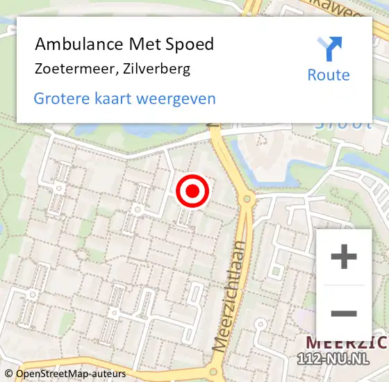 Locatie op kaart van de 112 melding: Ambulance Met Spoed Naar Zoetermeer, Zilverberg op 28 juli 2021 19:49