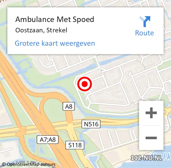 Locatie op kaart van de 112 melding: Ambulance Met Spoed Naar Oostzaan, Strekel op 28 juli 2021 20:14