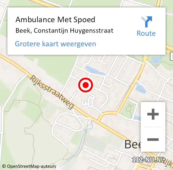 Locatie op kaart van de 112 melding: Ambulance Met Spoed Naar Beek, Constantijn Huygensstraat op 28 juli 2021 20:22