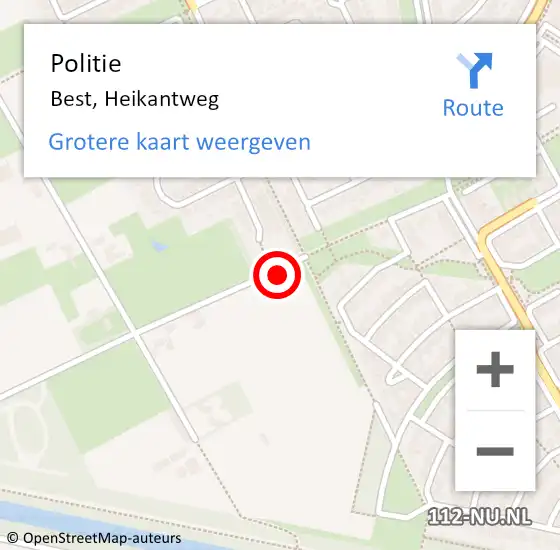 Locatie op kaart van de 112 melding: Politie Best, Heikantweg op 28 juli 2021 20:29