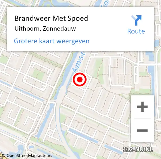 Locatie op kaart van de 112 melding: Brandweer Met Spoed Naar Uithoorn, Zonnedauw op 28 juli 2021 20:39