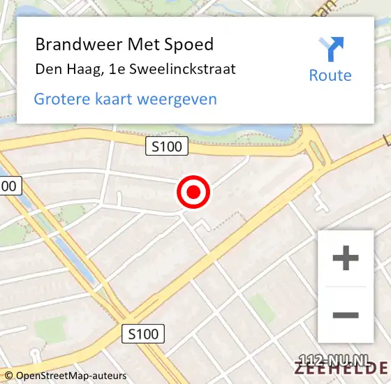 Locatie op kaart van de 112 melding: Brandweer Met Spoed Naar Den Haag, 1e Sweelinckstraat op 28 juli 2021 21:06