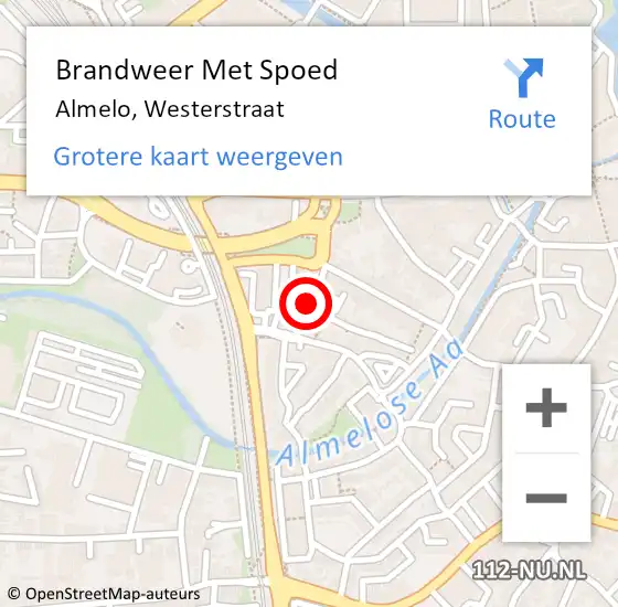 Locatie op kaart van de 112 melding: Brandweer Met Spoed Naar Almelo, Westerstraat op 28 juli 2021 21:19