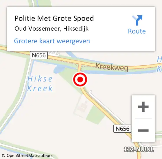 Locatie op kaart van de 112 melding: Politie Met Grote Spoed Naar Oud-Vossemeer, Hiksedijk op 28 juli 2021 21:19