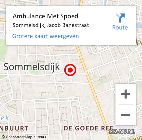 Locatie op kaart van de 112 melding: Ambulance Met Spoed Naar Sommelsdijk, Jacob Banestraat op 28 juli 2021 21:21