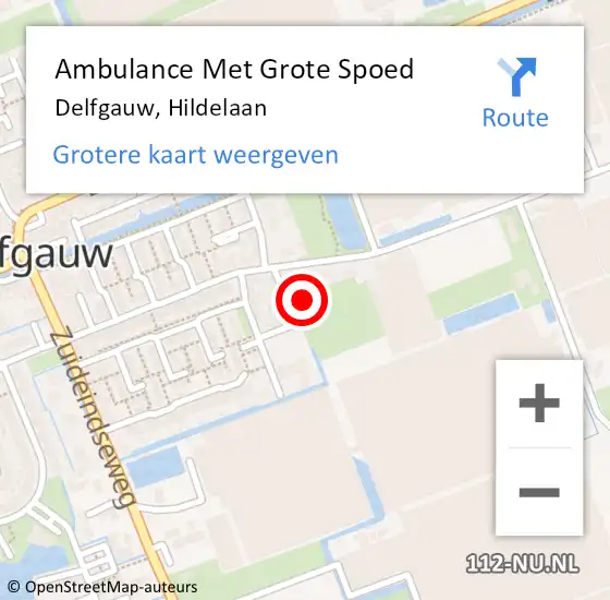 Locatie op kaart van de 112 melding: Ambulance Met Grote Spoed Naar Delfgauw, Hildelaan op 28 juli 2021 21:38